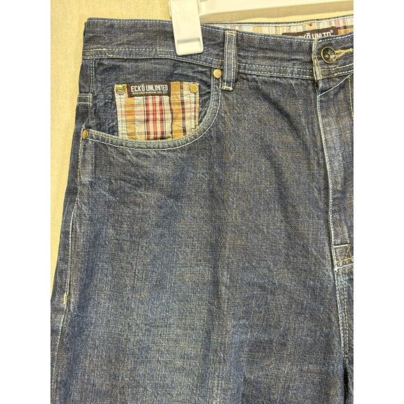 Ecko Unltd Men’s Size 38 Baggy Denim Shorts Hip-Hop Streetwear Blue - Picture 3 of 10
